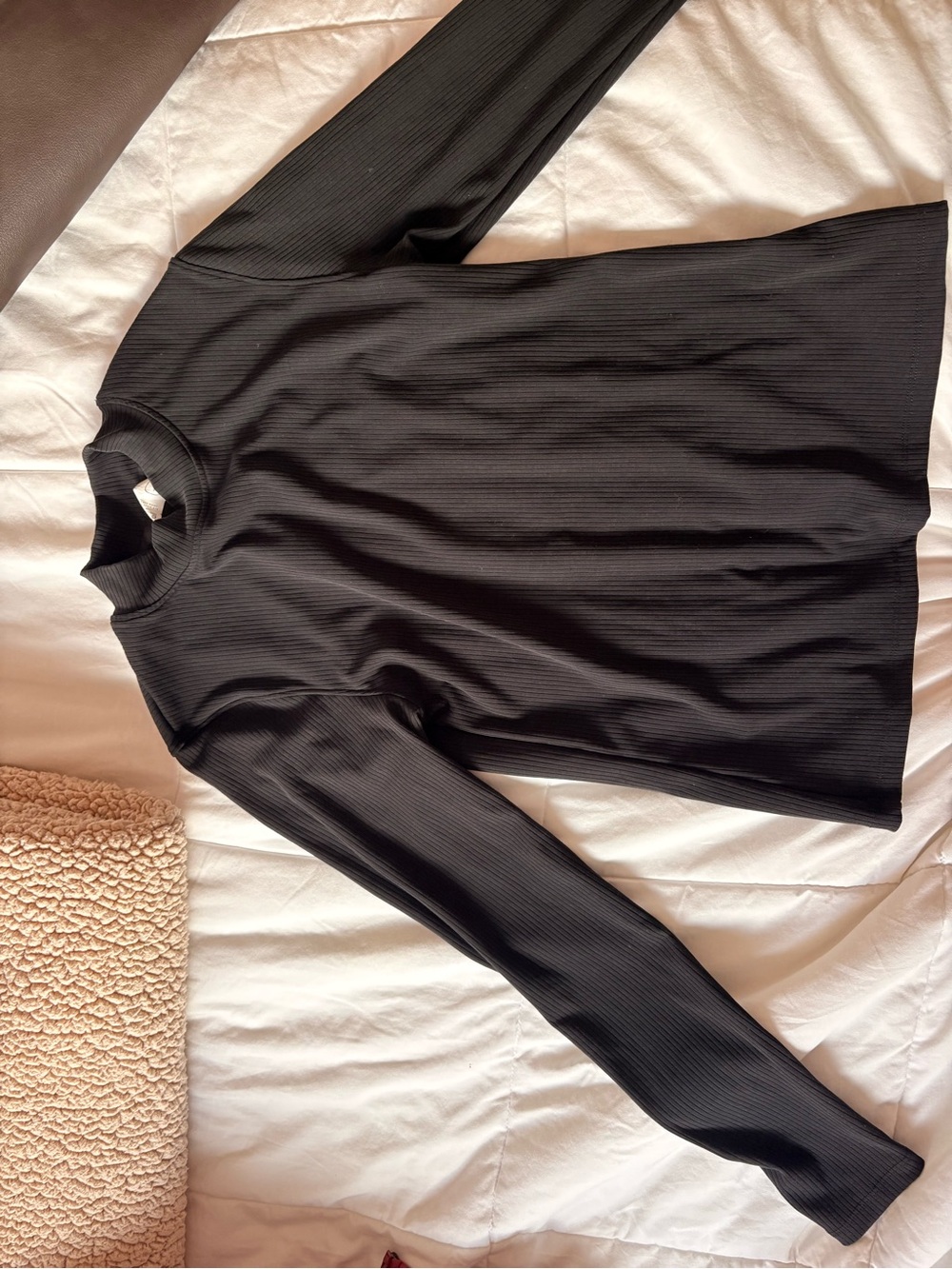 BYLT Basics Black Ribbed Mock Neck Long Sleeve Top